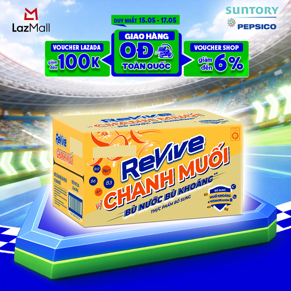 Thùng 24 Chai Nước Điện Giải Thể Thao Revive Chanh Muối (390ml/chai)
