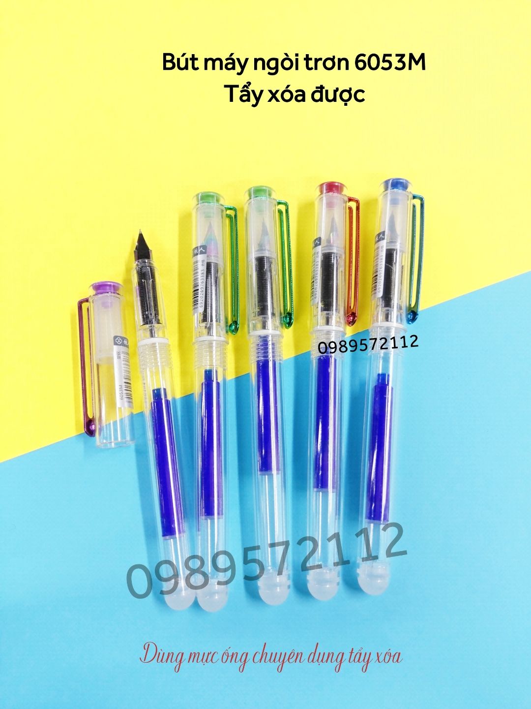 Bút mực tẩy xóa,Bút máy xóa được 6053M. (mực xanh)