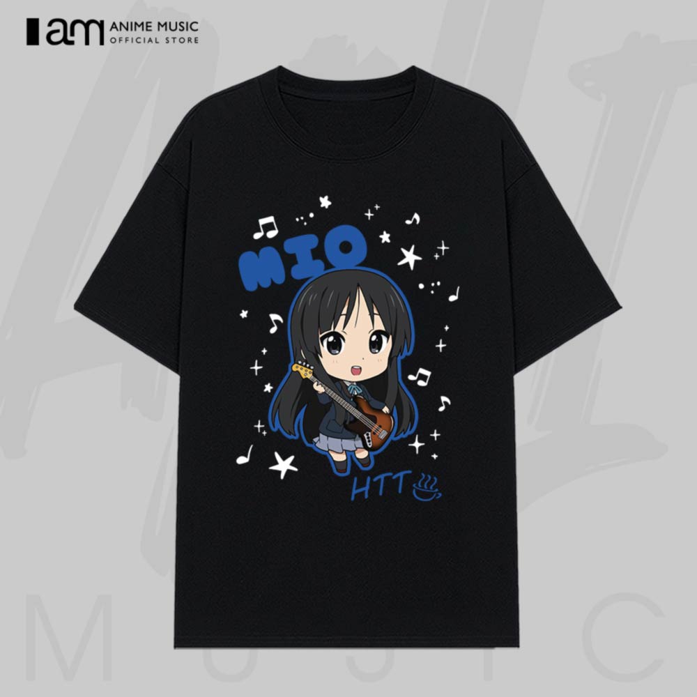 Áo thun Unisex K-On! Mio Chibi Kawaii Shirt Oversized 100% Cotton (Black) ngắn tay | BASIC ANIME STORE