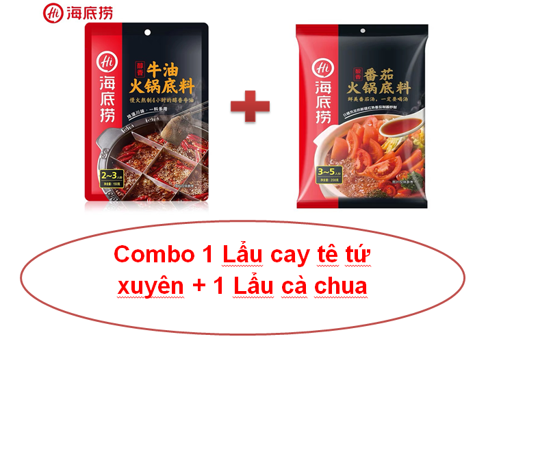 Combo 01 lẩu cay tê Tứ Xuyên + 01 lẩu cà chua Haidilao