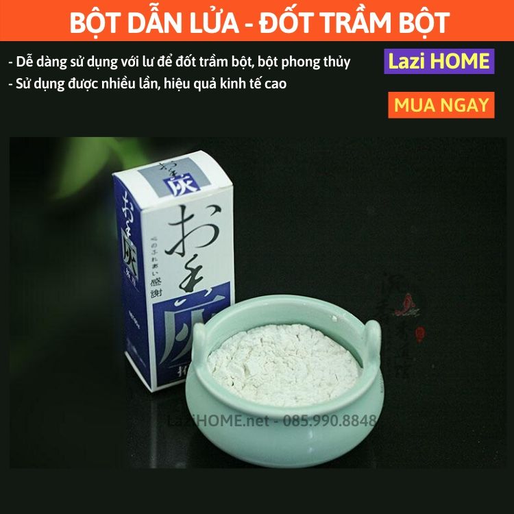 Đồ thờ cúng, lư đồng, bột dẫn lửa đốt trầm bột, bột phong thủy Lazi HOME - {HÀNG CHÍNH HÃNG} sử dụng kết hợp lư để đốt trầm bột - Sử dụng được nhiều lần, hiệu quả cao