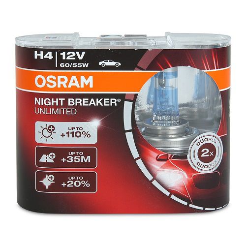 Bộ bóng đèn ô tô osram h4 night breaker unlimited 110%