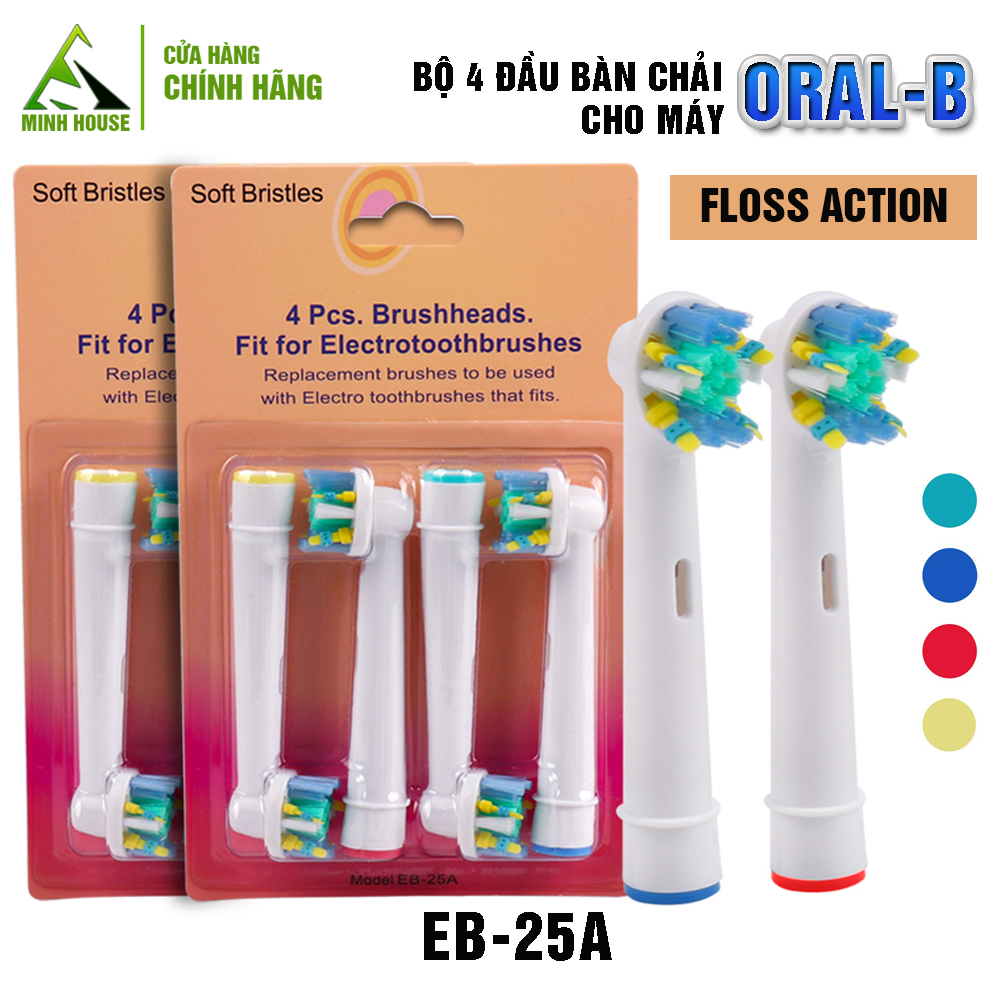 cho máy oral-b, eb-25a flossaction, bộ 4 đầu bàn chải đánh răng điện 1