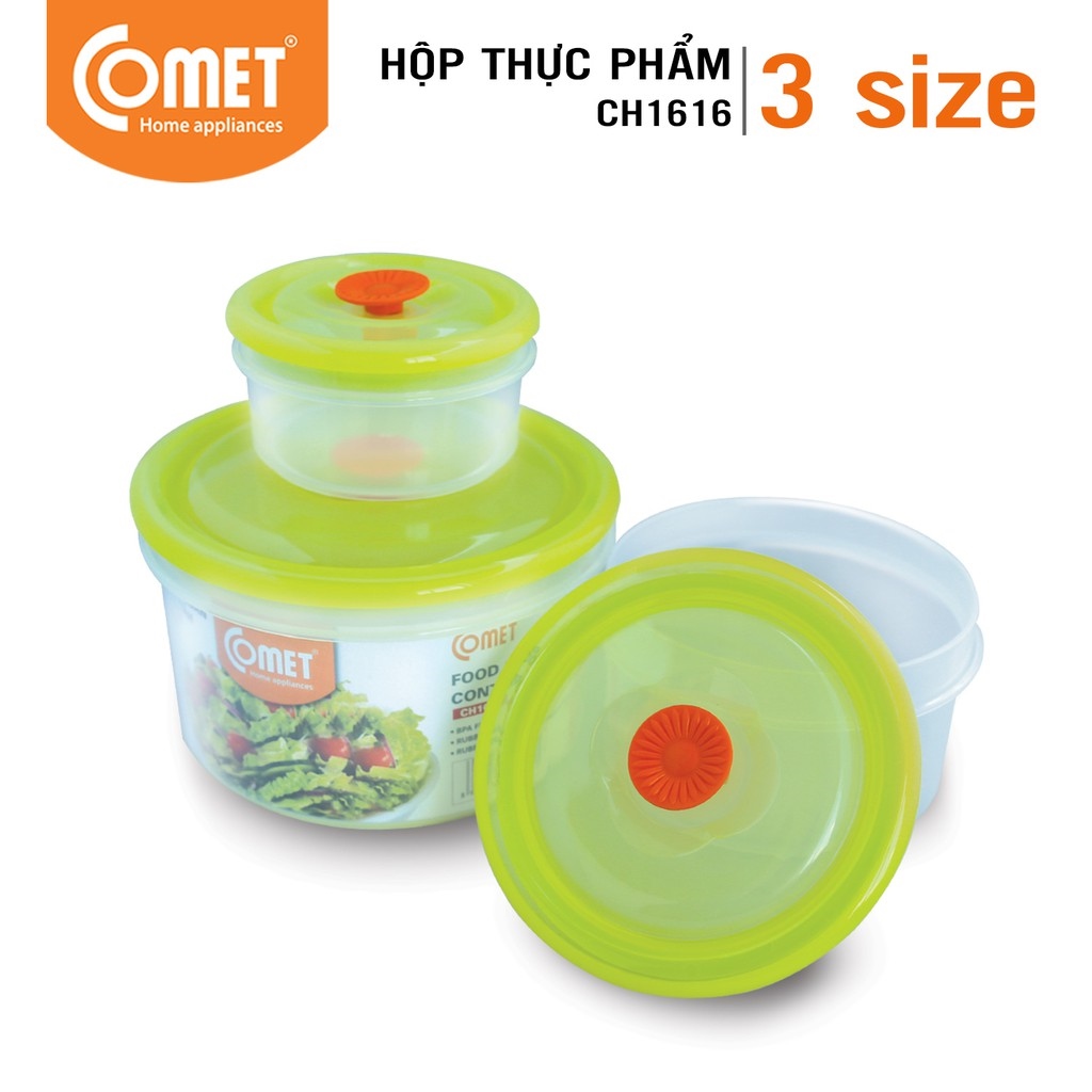 Bộ hộp nhựa đựng thực phẩm COMET 3 hộp tròn CH16-16