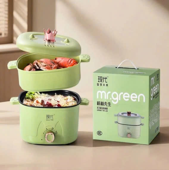 NỒI LẨU ĐIỆN MR.GREEN CAO CẤP VỚI CÔNG NGHỆ HÀN QUỐC CHỐNG GỈ CHỐNG DÍNH TỐT - NỒI LẨU ĐA NĂNG TIẾT KIỆM ĐIỆN CÓ THỂ DÙNG ĐỂ CHIÊN XÀO HẤP NẤU LẨU - TẶNG XỬNG HẤP