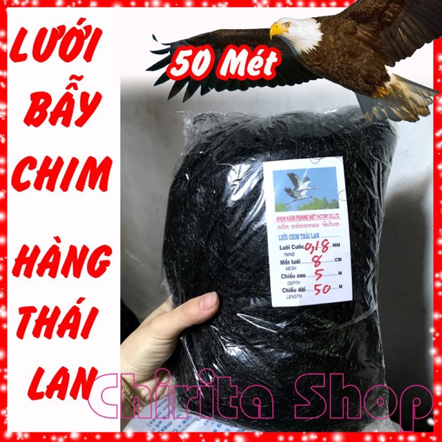 Lưới bẫy chim tàng hình Thái Lan 20m . Kích thước chính xác là: lưới chim thái lan,7 cm cao 5m dài 20m