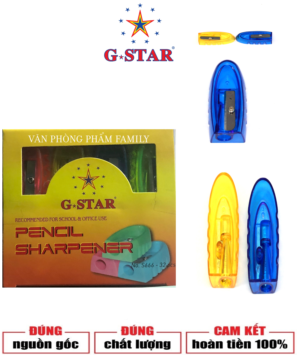 Hộp 32 cái chuốt G-Star S-666 lưỡi dao làm bằng thép không gỉ sắc bén, được làm bằng chất liệu nhựa cao cấp tạo cho bút chì kiểu dáng sang trọng