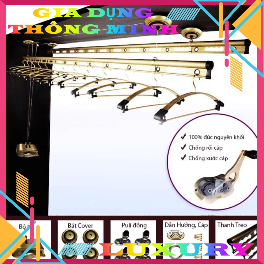 Giàn phơi quần áo thông minh takashi h-006 nhập khẩu nhật bản hoa văn cổ màu rêu, đồng cổ, chịu lực cao, sang trọng