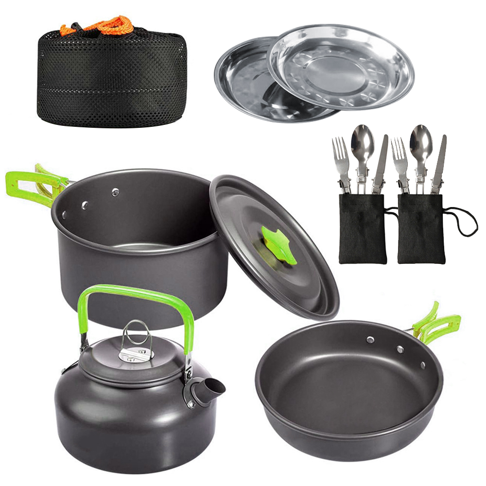 16Pcs Cắm Trại Nấu Ăn Đặt Cắm Trại Đồ Nấu Nướng Đặt Cắm Trại Nồi Pan Đặt Tổ Trại Nấu Ăn Đặt Đi Bộ Đường Dài Đồ Nấu Nướng Cắm Trại Chảo Đặt