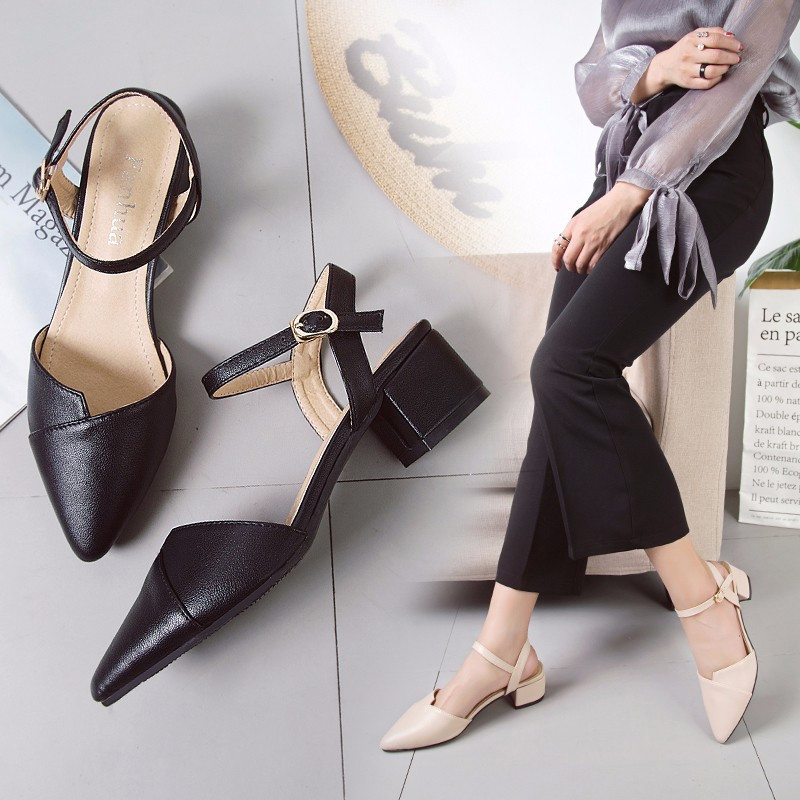 [HCM]Giày sandal cao gót big size size lớn 40 41 42 43 gót vuông 3 cm màu nude thời trang sang trọng siêu đẹp siêu rẻ có bảo hành