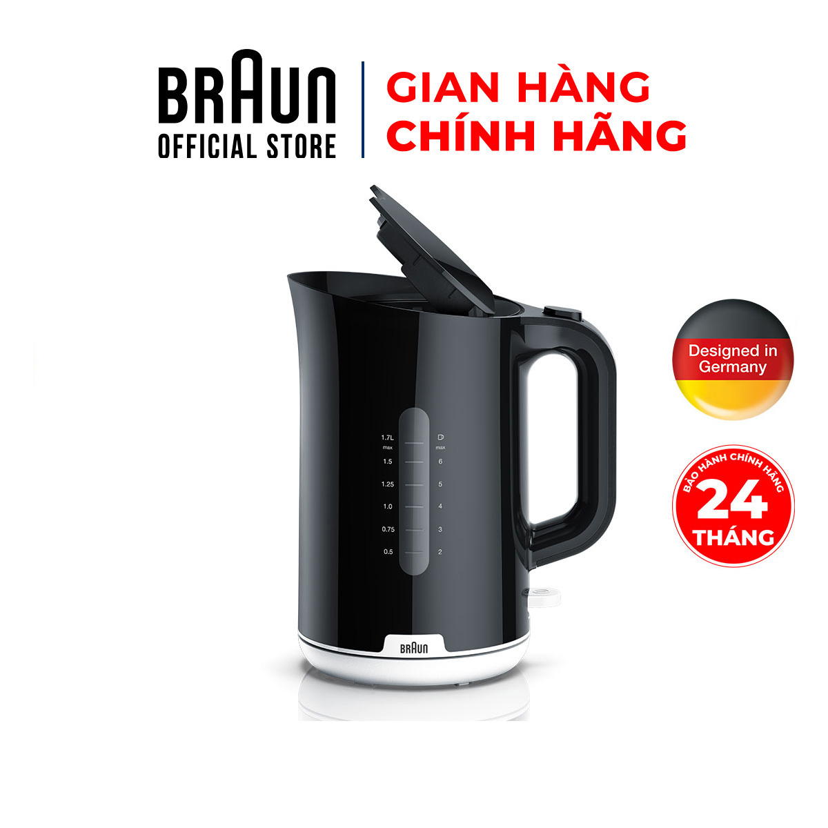 Ấm siêu tốc braun wk1100bk - hàng chính hãng 100%