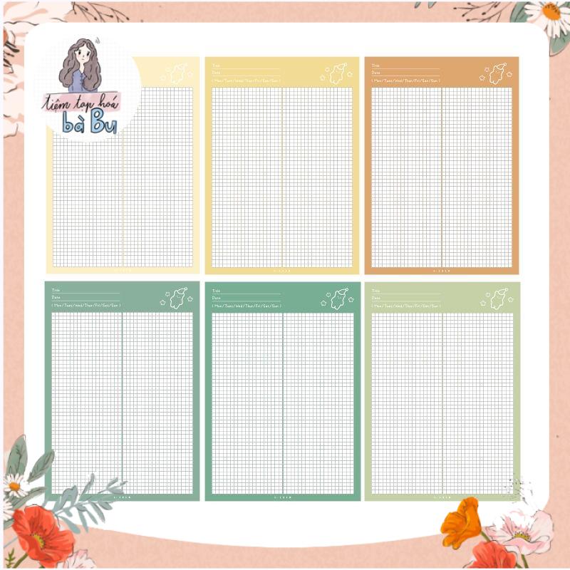 Tập giấy take note size B5 mỗi tập 30 tờ 6 mẫu giấy dùng để ghi chép hoặc refill sổ còng binder DIY