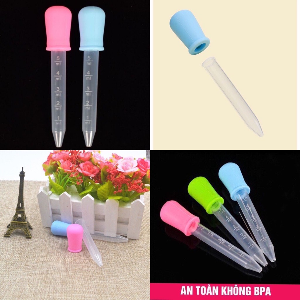Ống hút sữa, bón cho bé đầu bóp silicon mềm loại 5ml