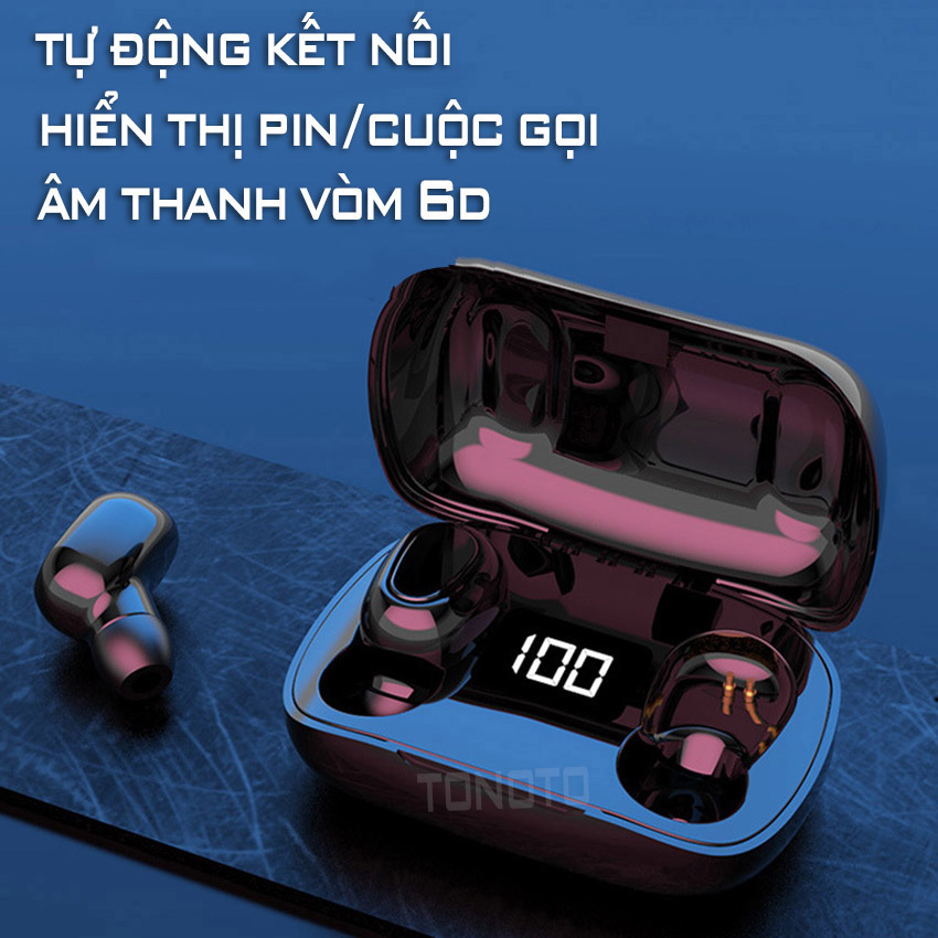Tai Nghe Bluetooth XT7 5.0 khoảng cách kết nối 10m, Pin cốc sạc 450mAh, tai nghe 50mAh nghe nhạc, đàm thoại lên đến 3.5h, thiết kế nhỏ gọn núm tai vừa vặn, cách âm hoàn hảo, âm thanh cực lôi cuốn - Tonoto Store