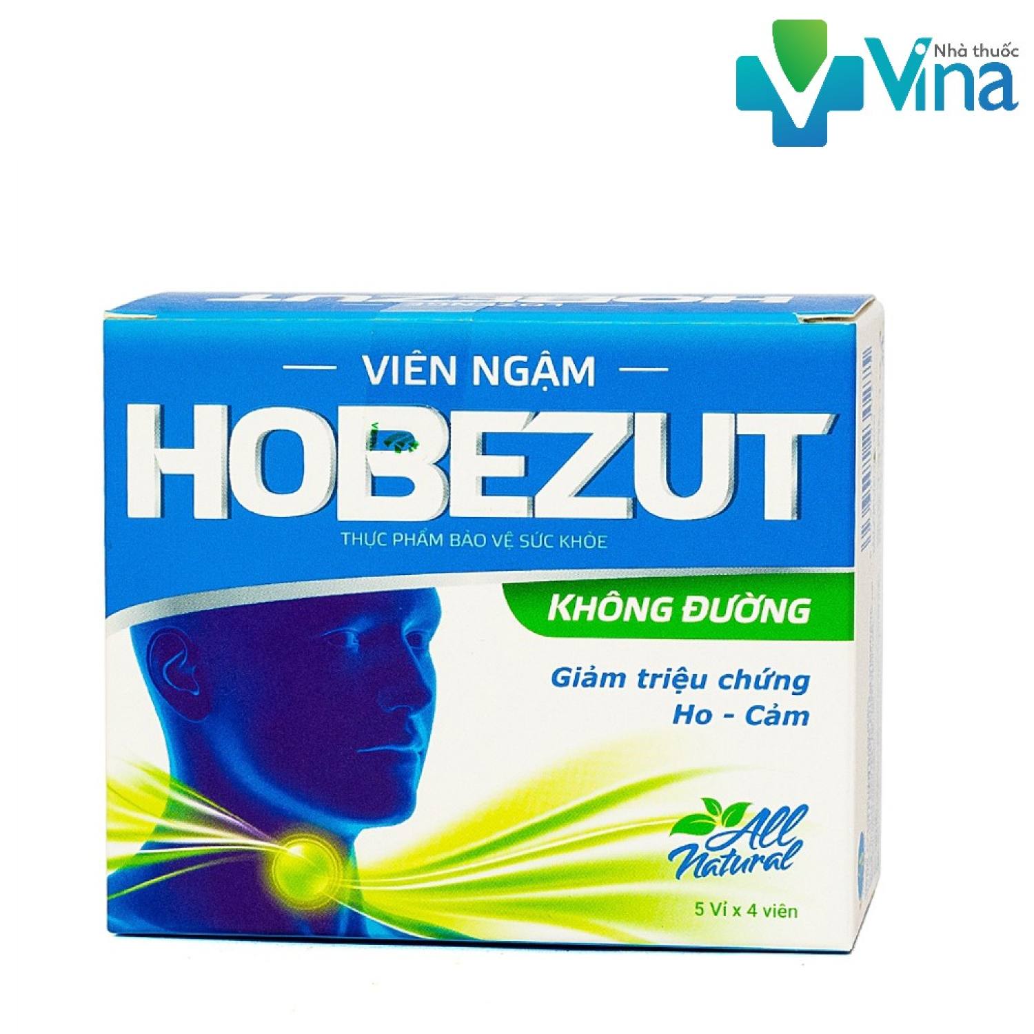 KẸO NGẬM HOBEZUT KHÔNG ĐƯỜNG HỘP 5 VỈ 4 VIÊN