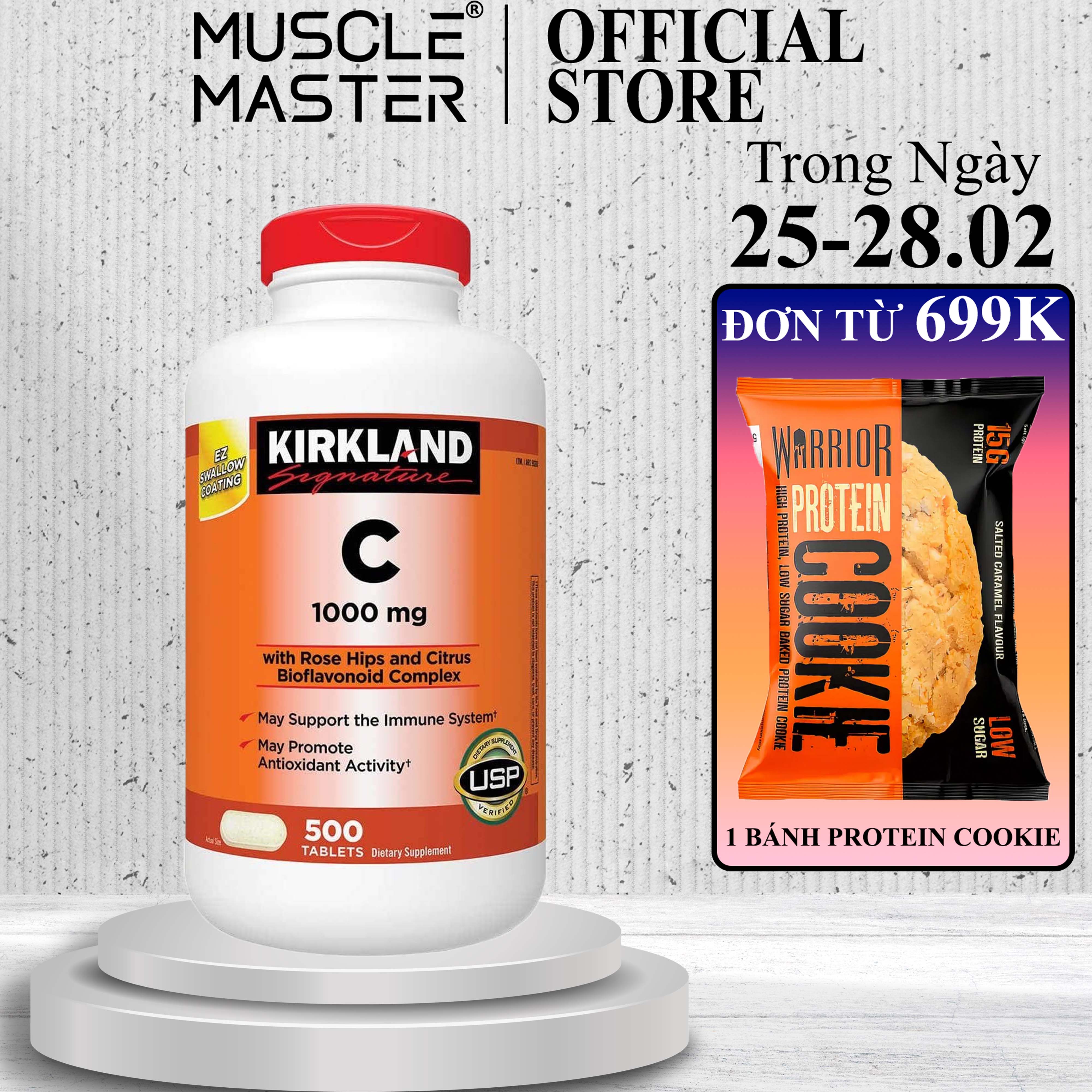Viên Bổ Sung Vitamin C Chống Oxy Hóa Kirkland Vitamin C 500mg - 1000mg 500 Viên
