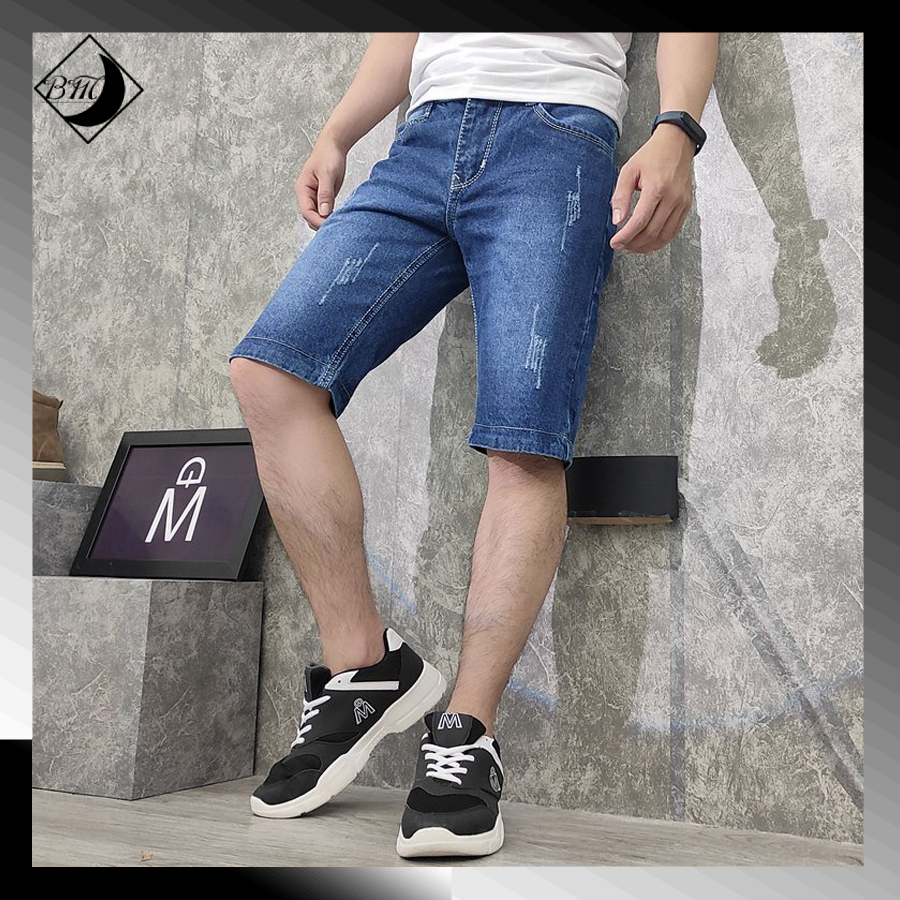 Quần short jean nam xanh BM37 shop black moon quần short quần short jean