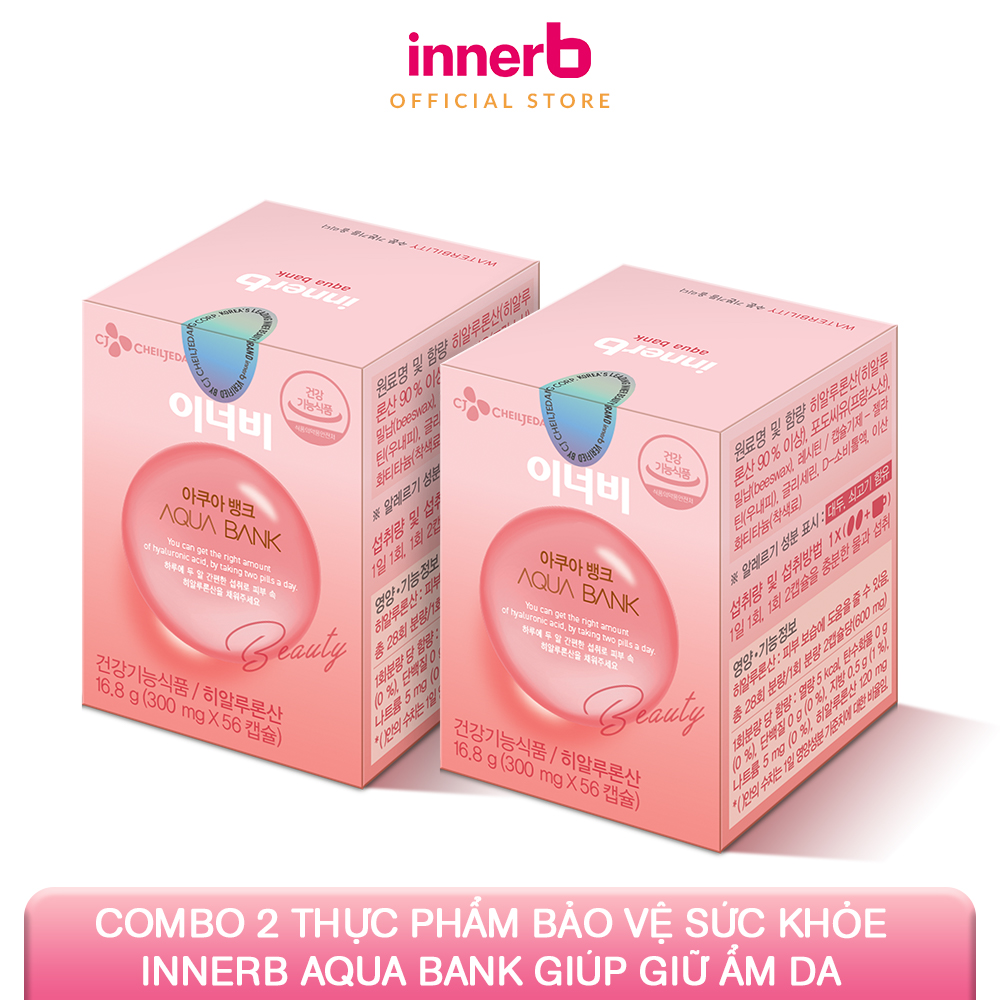 Combo 2 thực phẩm bảo vệ sức khỏe Innerb Aqua Bank (giúp giữ ẩm cho da từ Axit Hyaluronic) lọ 56 viên 1