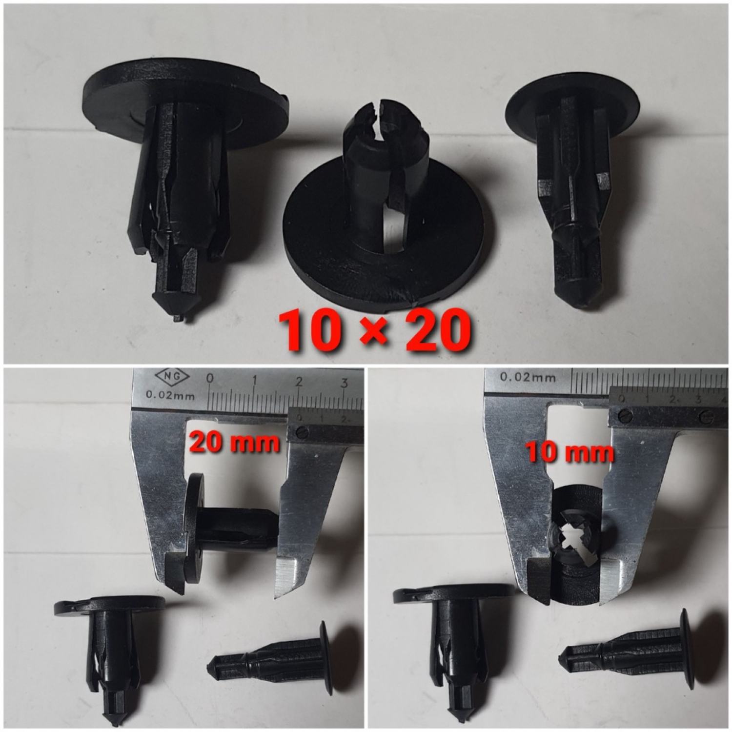 Túi 30 chốt nhựa ô tô 10x20mm, Chốt nhựa sửa ᴄhữa ô tô, Đinh tán nhựa ô tô, Nở nhựa ô tô