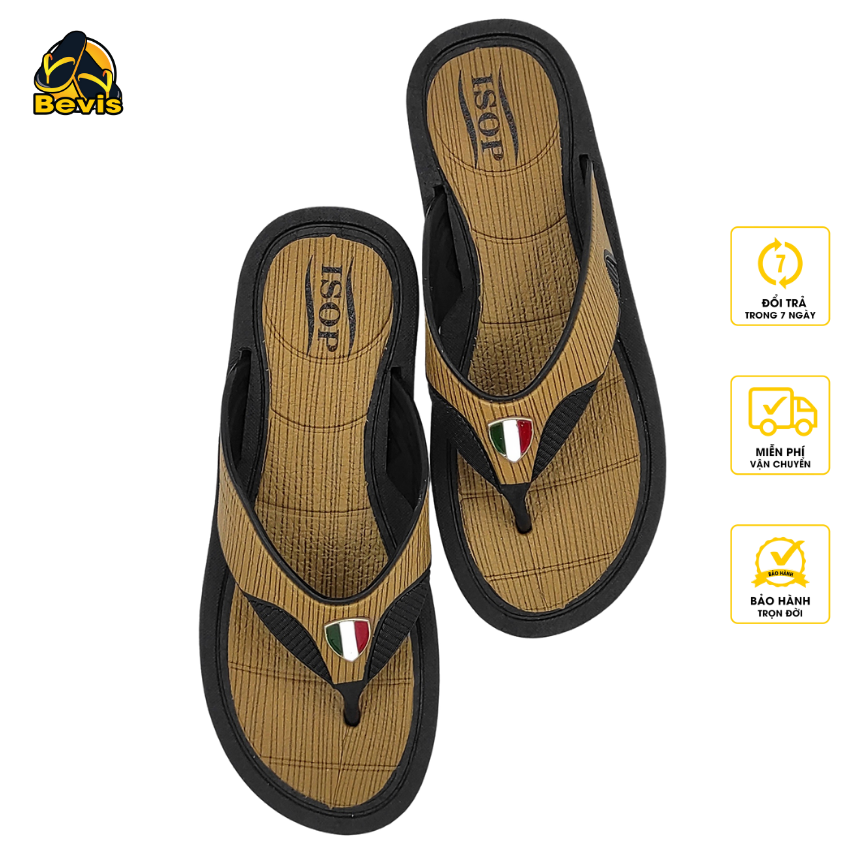 [Hoàn Tiền 15%] Dép nam xỏ ngón tông lào Bevis - quai kẹp cao su phối 2 màu cực đẹp hợp thời trang - đế đúc EVA không thấm nước bền bỉ BE188-1