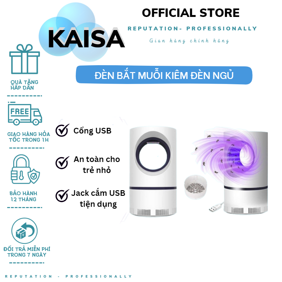 Đèn bắt muỗi, máy bắt muỗi kiêm đèn ngủ jack cắm usb siêu tiện dụng