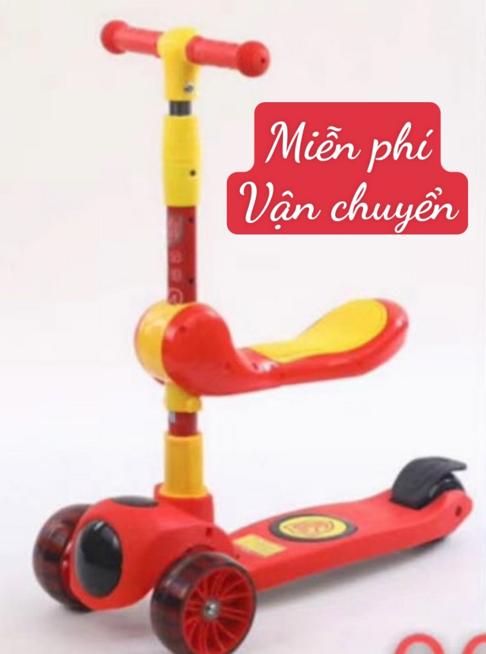 Xe trượt cho bé + chòi chân combo 3in1 - loại cao cấp siêu trắc chắn - e scooter - xe trượt scooter - đồ chơi trẻ em - xe trượt scooter 3 in 1 có ghế ngồi, 4 bánh tự cân bằng, nhạc, - giày patin