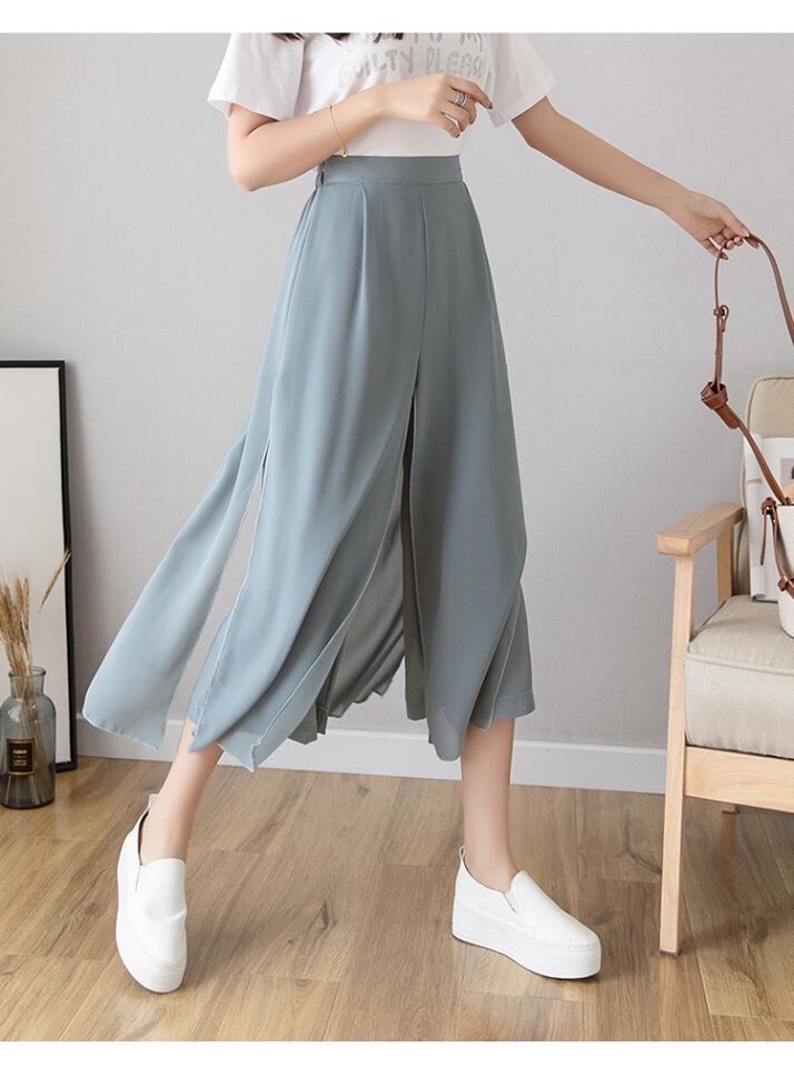 Quần culottes xẻ tà 2 lớp