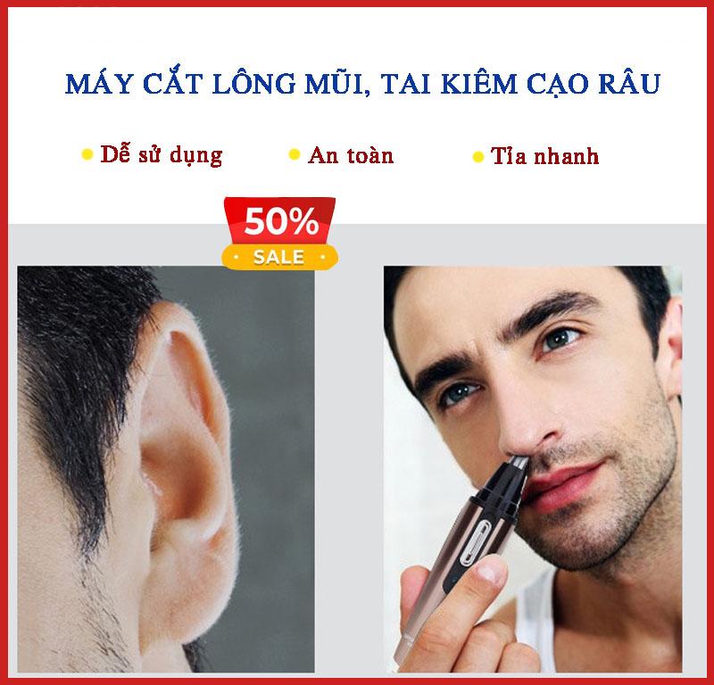 Máy Tỉa Lông Mũi - Thiết Kế Nhỏ Gọn, Tiện Lợi, Cắt Tỉa Nhanh Chóng, Sạch Sẽ, Pin Sử Dụng Được Lâu, Đầu Cắt Lông Mũi Và Cắt Tỉa Râu Có Thể Xoay Theo Các Góc - Máy Cắt Lông Mũi Kiêm Cạo Râu, Máy Cạo Râu, Máy Tỉa Lông Mũi Cao Cấp - Landmark