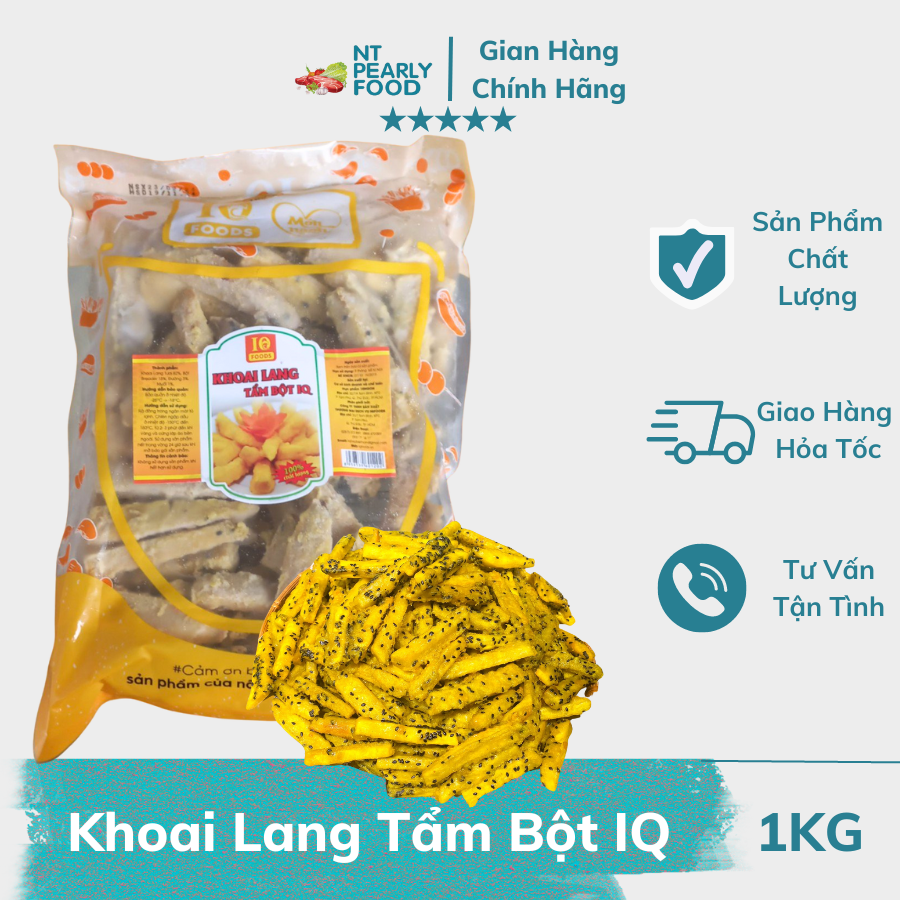 Khoai Lang Tẩm Bột IQ 1kg - Khoai Lang Chiên, Rắc Phô Mai, Thơm Ngon- Tiện Lợi