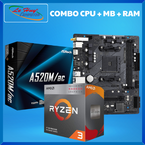 Combo Gear AMD CPU AMD RYZEN 3 3200G + MainBoard ASROCK A520M/AC + Ram DATO DDR4 16Gb/3200Mhz - Hàng Chính Hãng