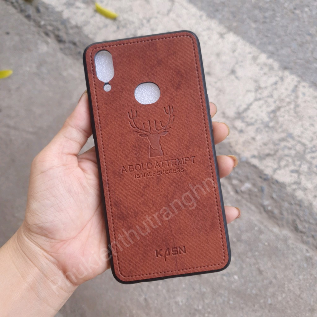 Ốp giả da hươu samsung a10s - 3 màu đen/ xám/ nâu