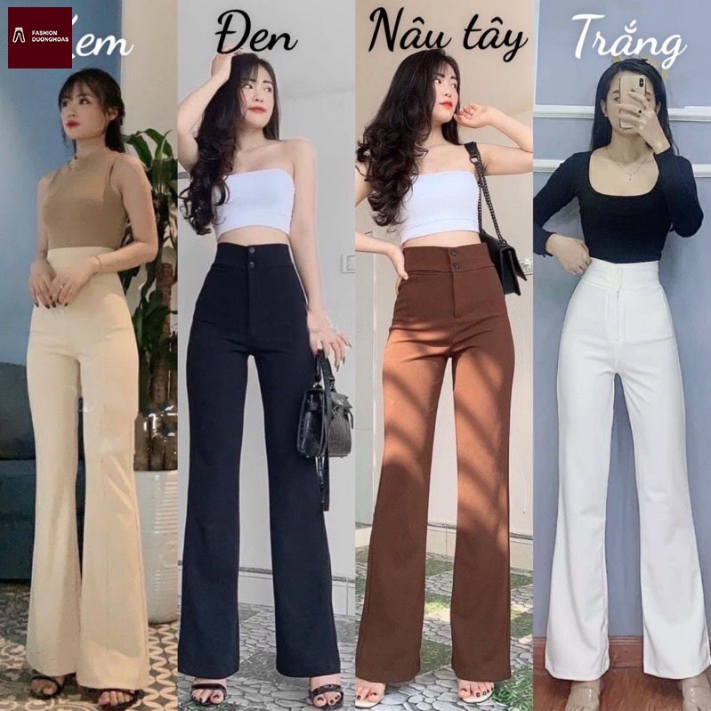 Quần cạp cao ống loe cao cấp 2 cúc tôn dáng cực sang đẹp