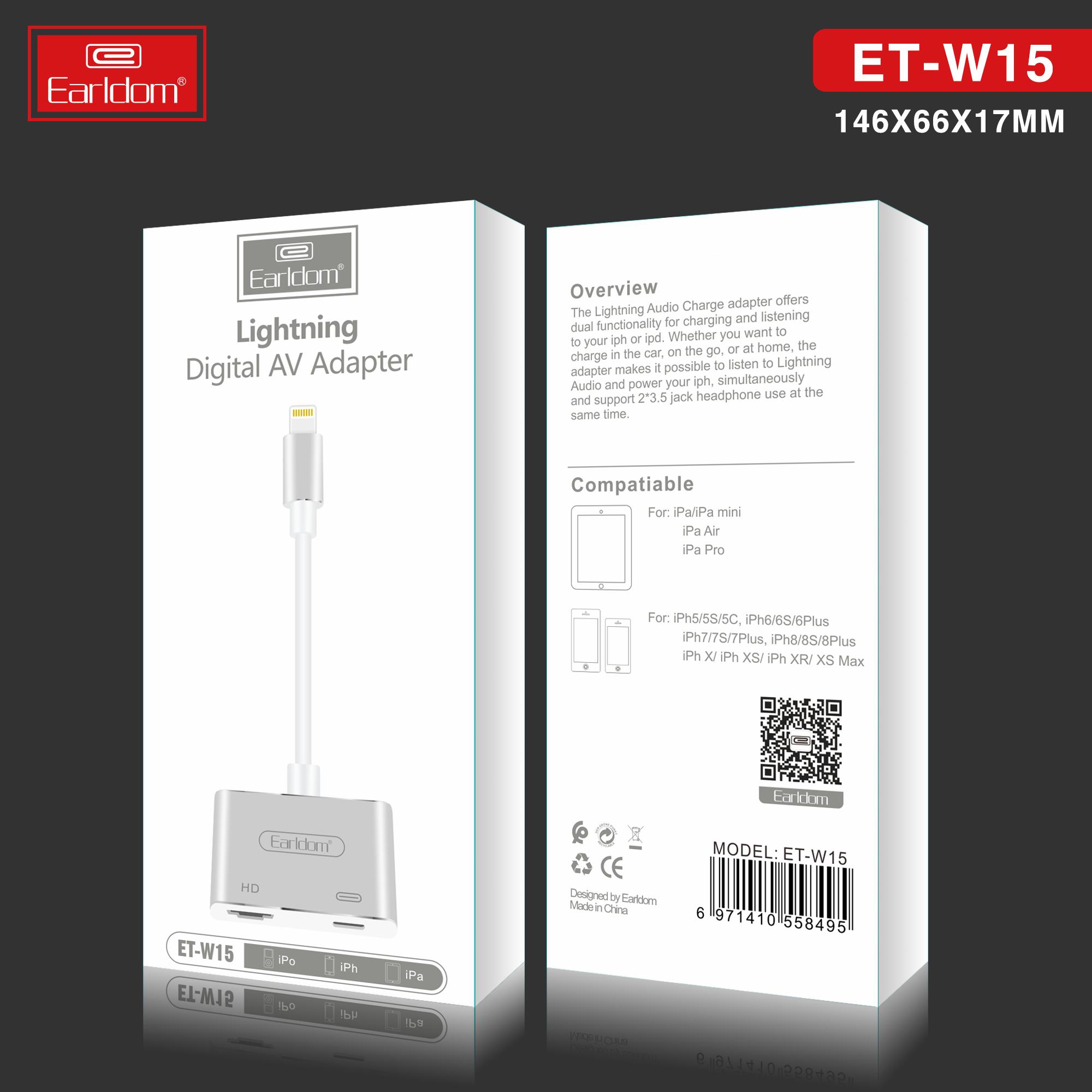 Cáp Chuyển đổi chân Lightning to HDMI Tivi Máy Chiếu Earldom ET-W15