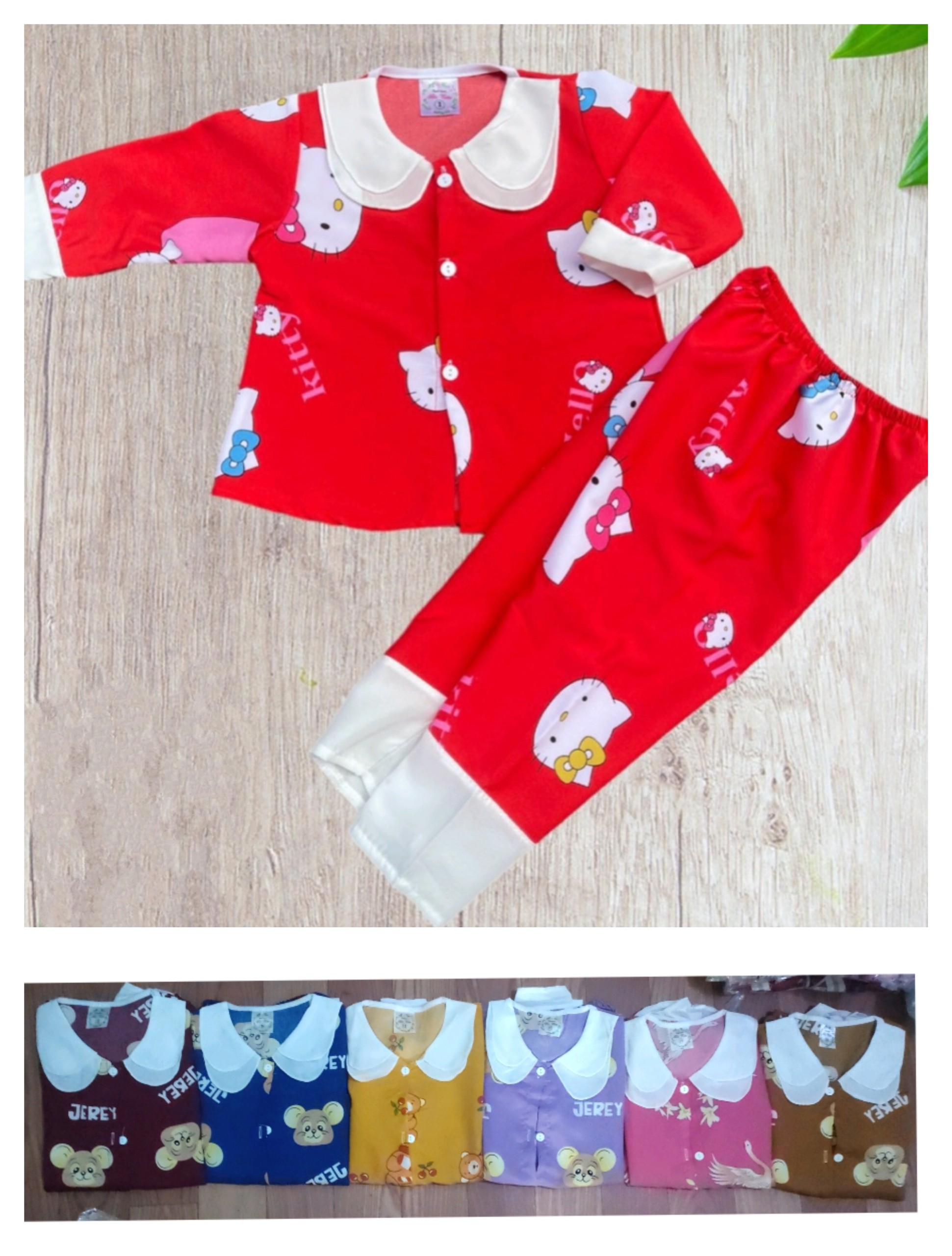 Combo 3 bộ tay dài cổ sen bé