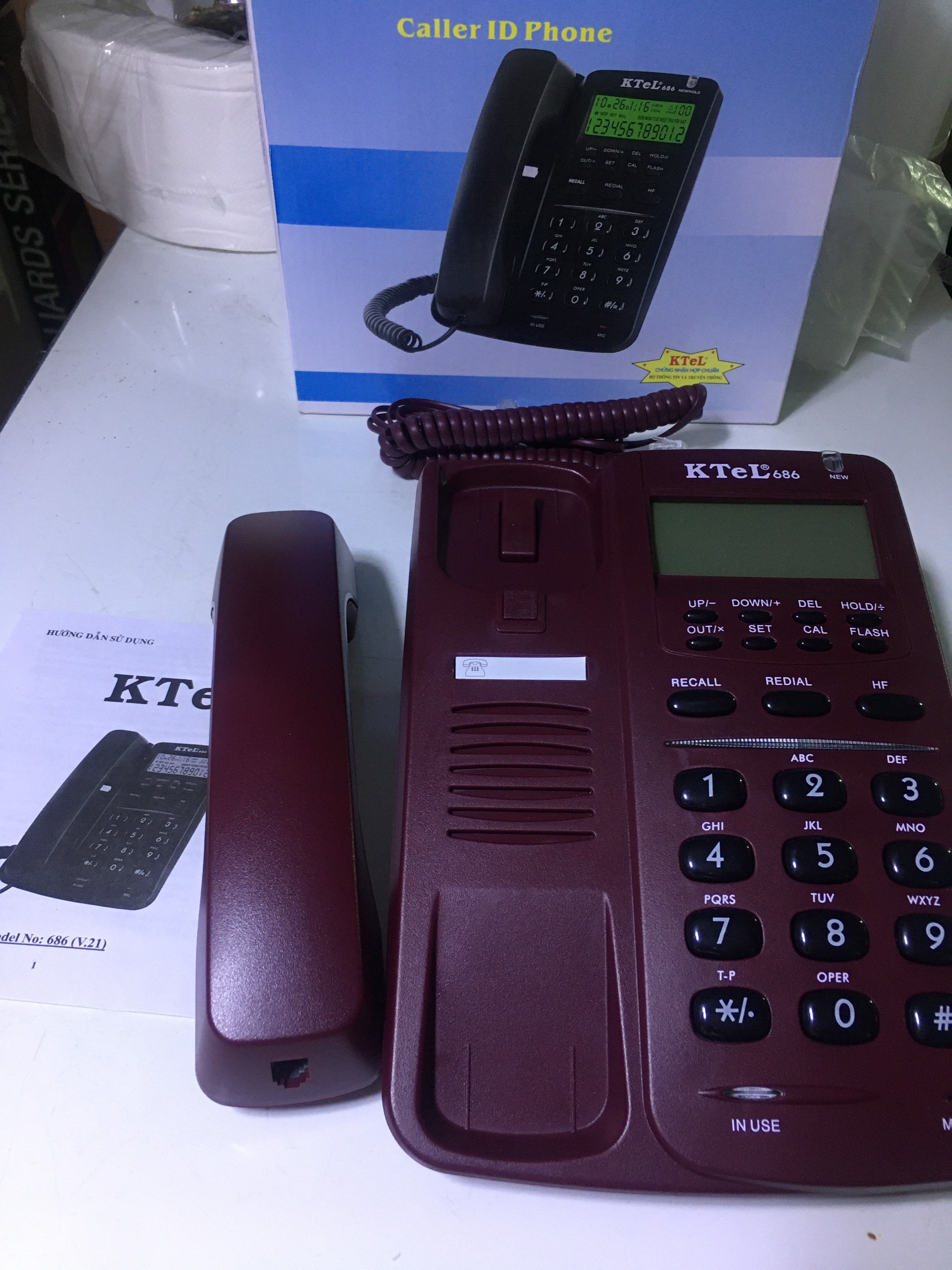 Điện thoại bàn Ktel 686 hiện số gọi đến