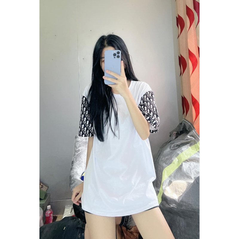 Áo phông phối tay form thụng chất liệu cotton LNDD16.3 PT