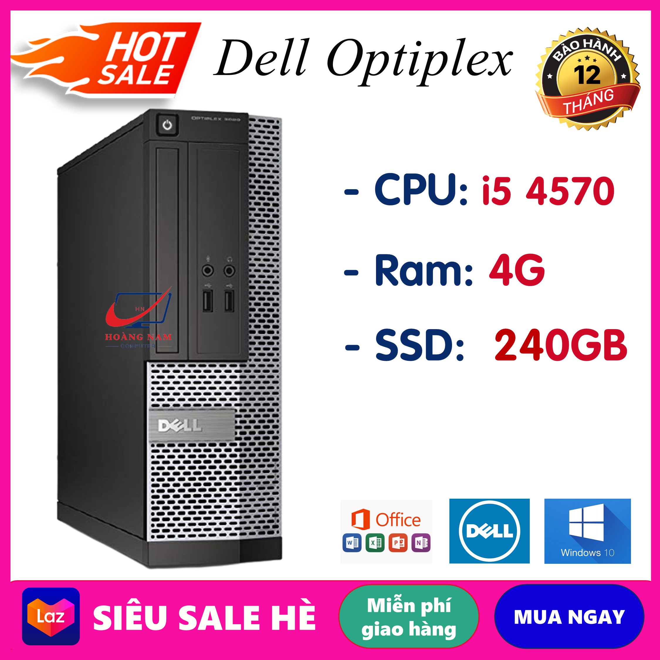 [Trả góp 0%]Máy Bộ Dell i5 ⚡️Freeship⚡️ Bộ Máy Tính Văn Phòng - Dell Optiplex 3020/7020/9020 (i5 4570/Ram 4GB/SSD 240GB) - Hàng Nhập Khẩu Chính Hãng - Bảo Hành 12 Tháng