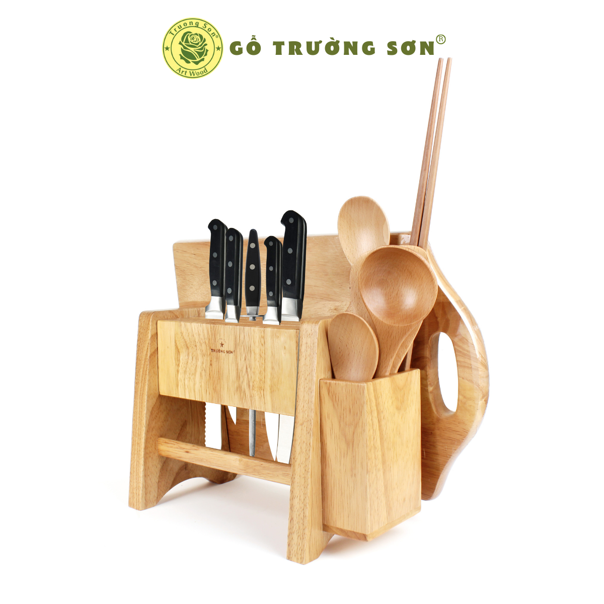 [HCM]KỆ ĐỂ DAO - KỆ GỖ ĐA NĂNG CHUYÊN ĐỂ DAO THỚT ĐŨA MUỖNG VÁ - TRƯỜNG SƠN