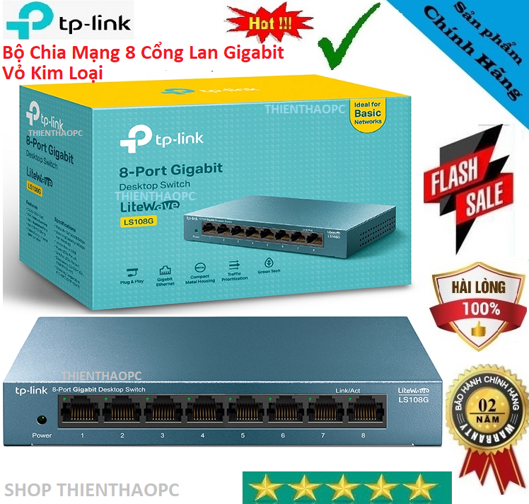 Bộ chia mạng switch 8 cổng tplink ls108g gigabit 10/100/1000mbps vỏ kim loại , hàng mới chính hãng bh24t