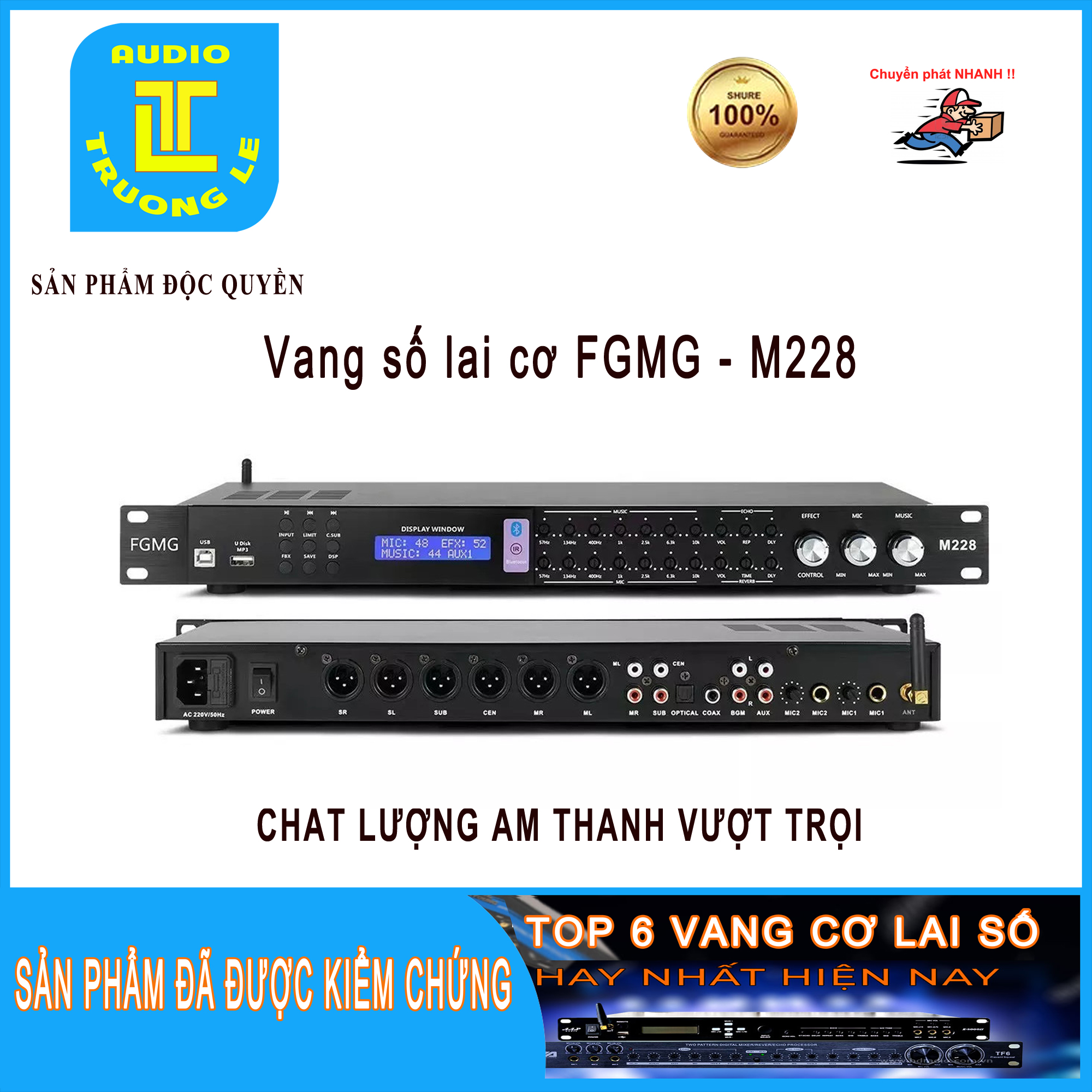 VANG CƠ LAI SỐ FGMG - M228 - Vang hát karaoke gia đình - Vang có thể kết hợp với nhiều micro cùng lúc - Trường Lệ Audio