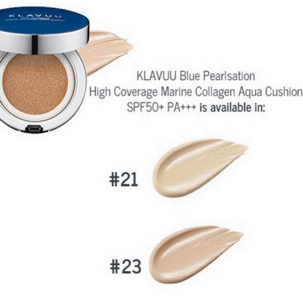 Phấn Nước Klavuu Blue Pearlsation High Coverage Marine Collagen Aqua Cushion