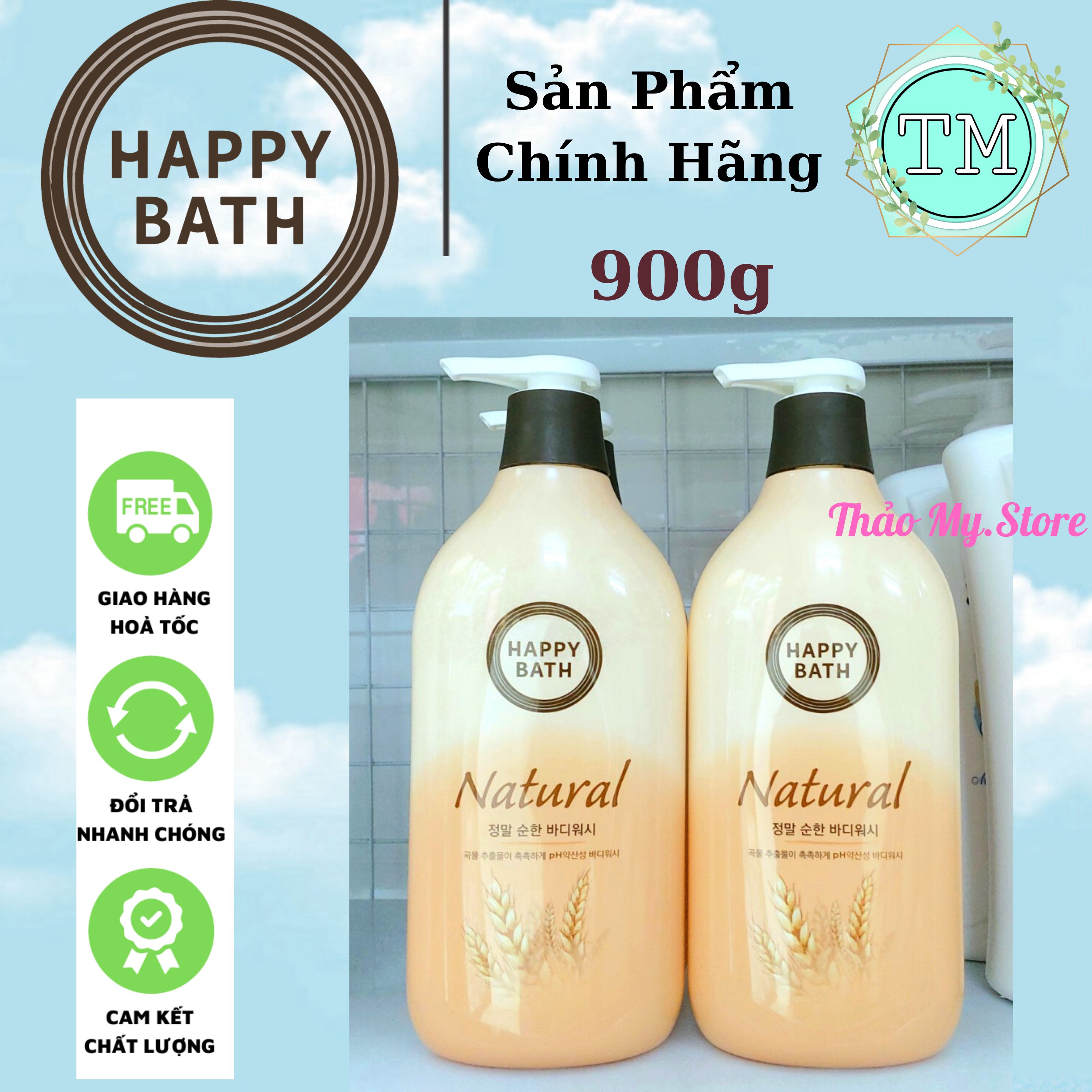 Sữa tắm cao cấp happy bath hàn quốc 900ml- sữa tắm gạo