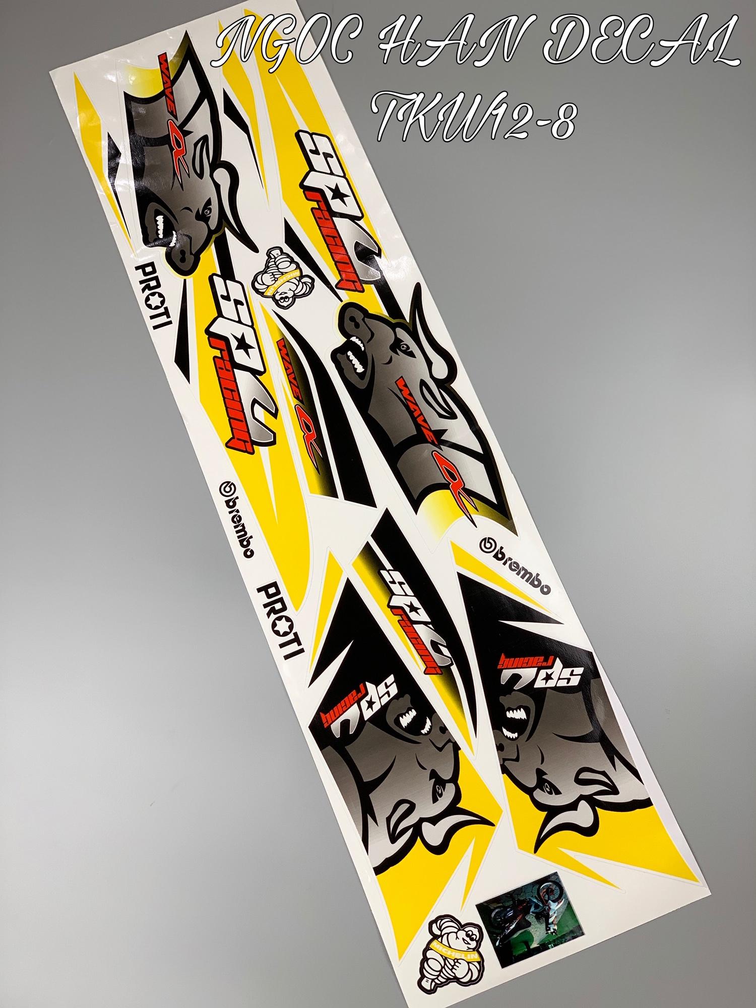 Tem chế nguyên bộ bò tót màu vàng cho Wave alpha -- NGỌC HÂN DECAL