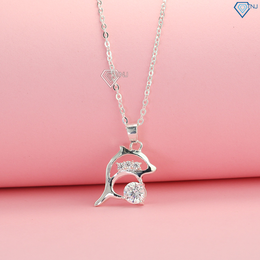 Dây chuyền bạc nữ đẹp mặt cá heo đính đá DCN0256 - Trang Sức TNJ