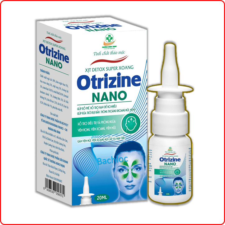 Tinh chất thảo mộc Xịt Detox Super Xoang Otrizine Nano - Giảm Viêm Xoang Mũi, Viêm Mũi Dị Ứng, Tắc Nghẹt Mũi, Ngứa Ngáy Đau Nhức Xoang Vùng Đầu