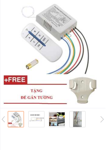Công tắc điều khiển từ xa RF 4 cổng xuyên tường công xuất 3000W khoảng cách 20M Vision Electronic + Tặng đế treo(Trắng)