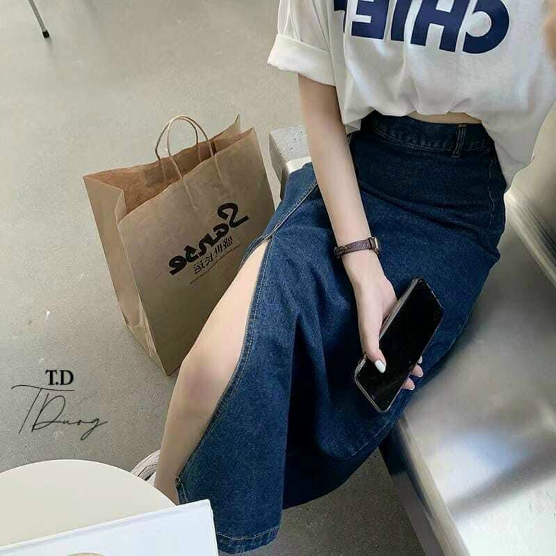[HCM]CHÂN VÁY JEAN FROM DÀI XẺ ĐÙI HÀNG VNXK