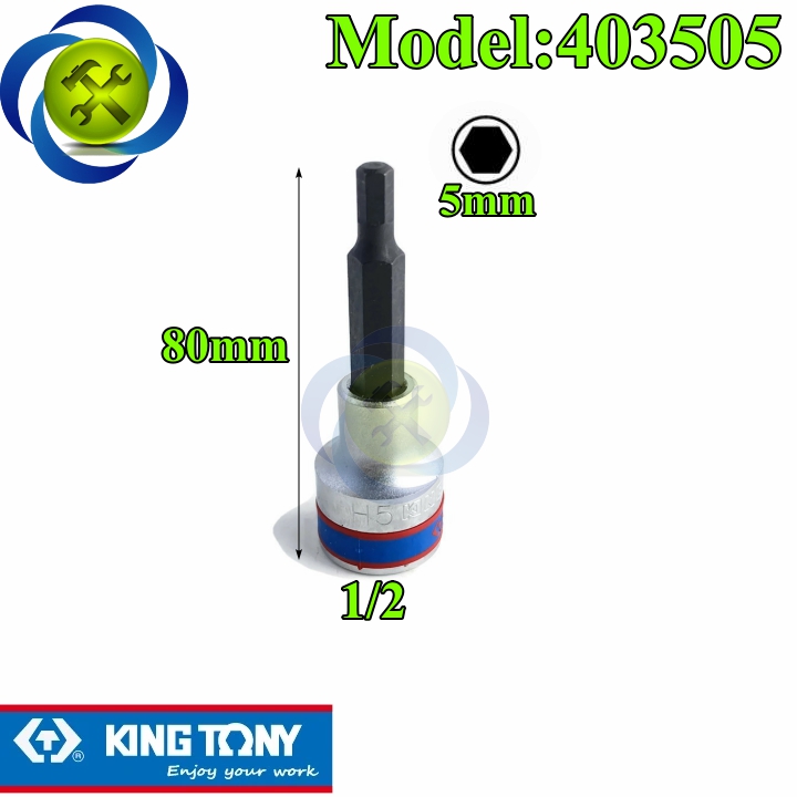 Tuýp lục giác 5mm kingtony 403505 loại 1/2 dài 80mm