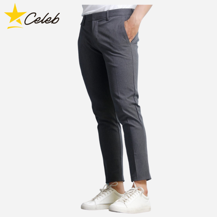 Celeb quần tây nam màu xám chì ống ôm hàn quốc