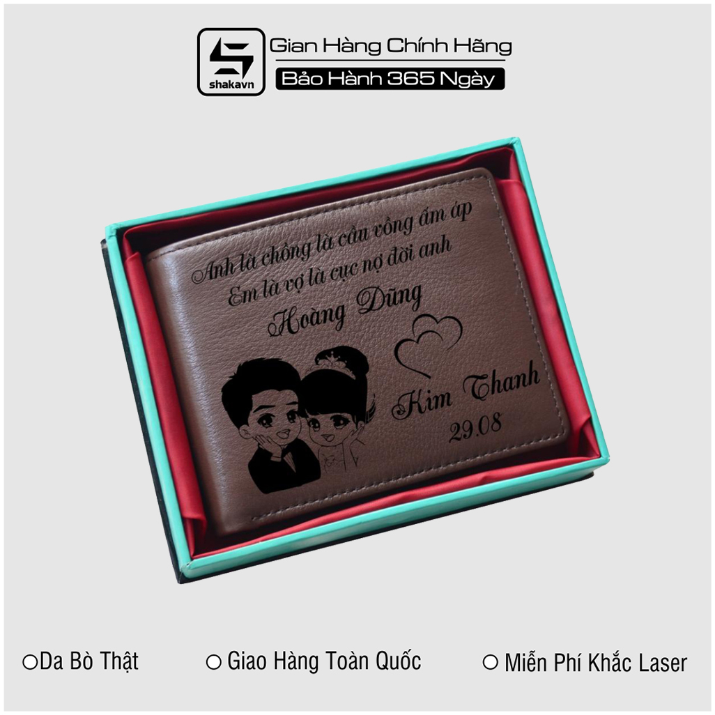 Ví da bò khắc theo yêu cầu shkavn sk122n